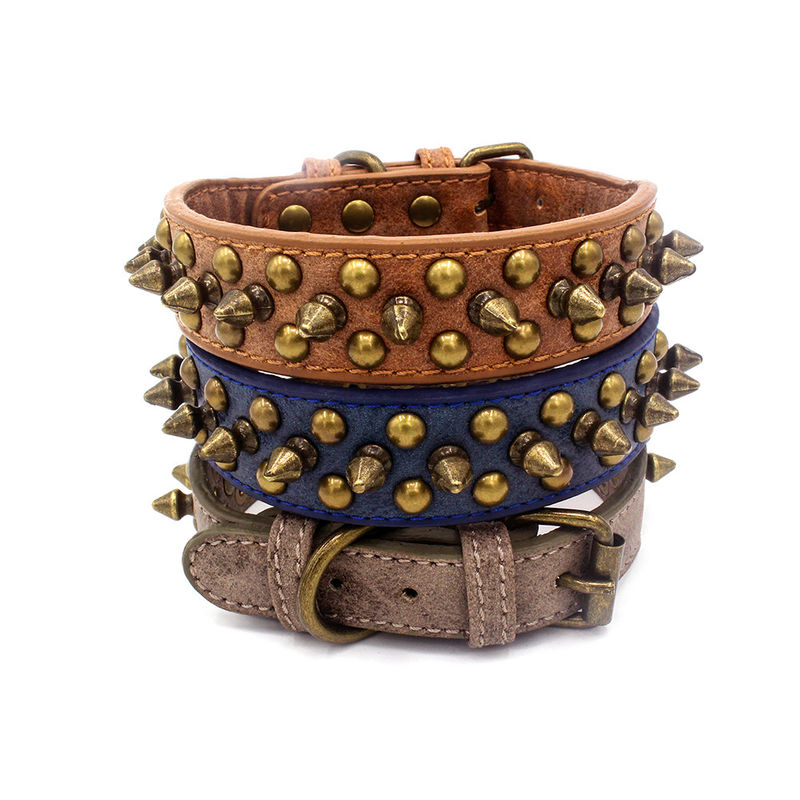 Collier de chien masculin personnalisé professionnel de rétro de Sofa Leather d'unité centrale distinction durable solide de rivet