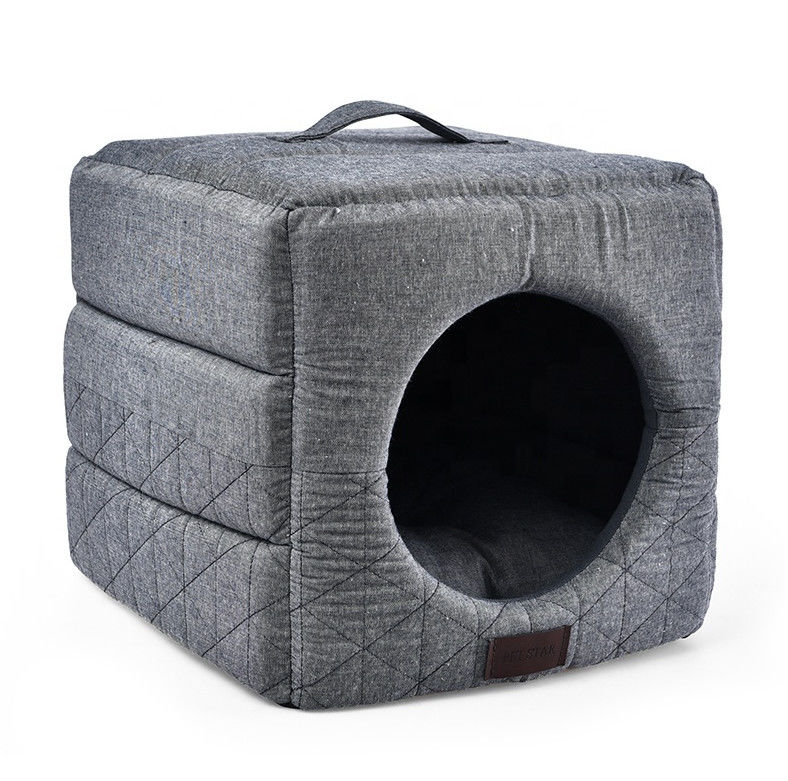3 dans 1 lit fois Grey Cat Bed House d'animal familier de Cat Cave Dir Resistant Comfortable