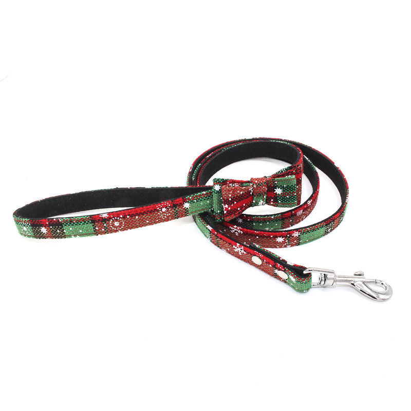 Ensemble populaire de collier de laisse de chien de corde de harnais de noeud papillon de Noël de vente chaude