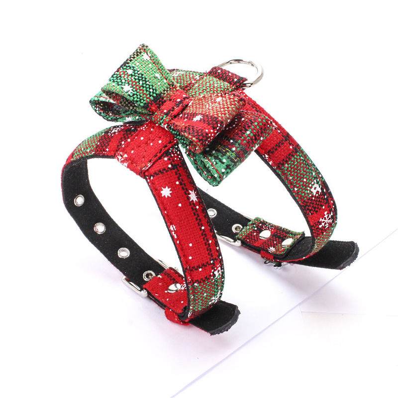 Ensemble populaire de collier de laisse de chien de corde de harnais de noeud papillon de Noël de vente chaude