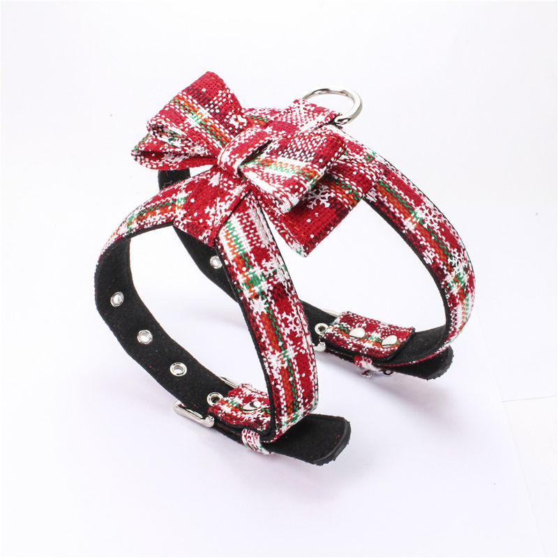 Ensemble populaire de collier de laisse de chien de corde de harnais de noeud papillon de Noël de vente chaude