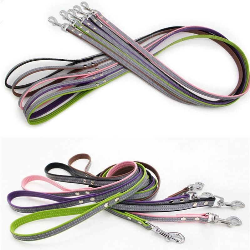 Collier de chien réfléchi, laisse en cuir molle d'animal familier de Double-couche, Cat Dog Collar Leash Set