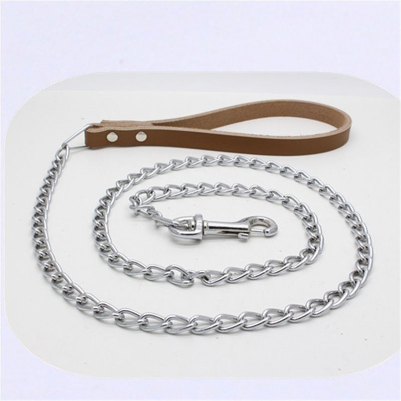 La chaîne assortie Chrome de cou de chien de peau de vache a plaqué la chaîne de laisse de chien de traction de fer