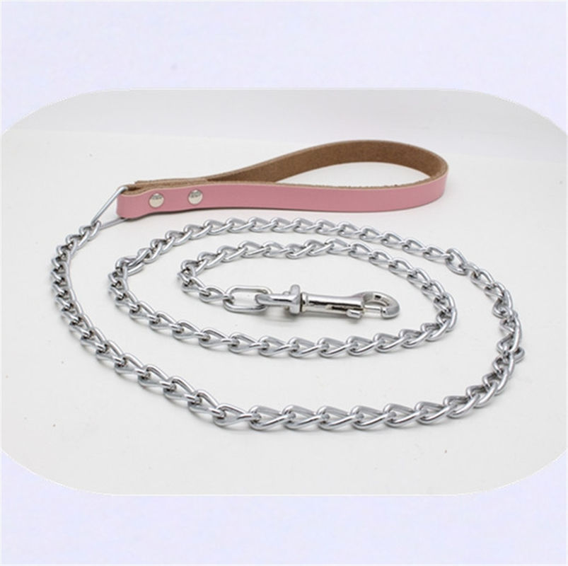 La chaîne assortie Chrome de cou de chien de peau de vache a plaqué la chaîne de laisse de chien de traction de fer