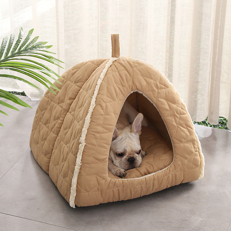 Tente d'animal familier de peluche avec l'igloo inférieur Cat House Kennel de glissement détachable de Mat Dog Bed With Non de tirette
