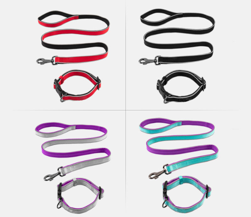 Ensemble fort de collier et de laisse de chien de chien de mousse intérieure en nylon respirable réfléchie de collier