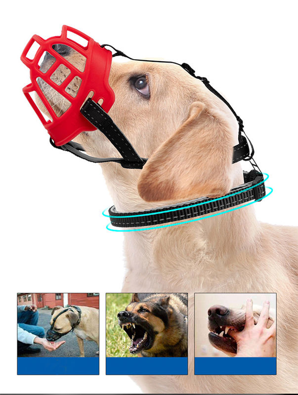 Couverture respirable de bouche de chien de museau de panier de silicone de museau de chien avec des sangles réglables pour jour et nuit Anti-mordre