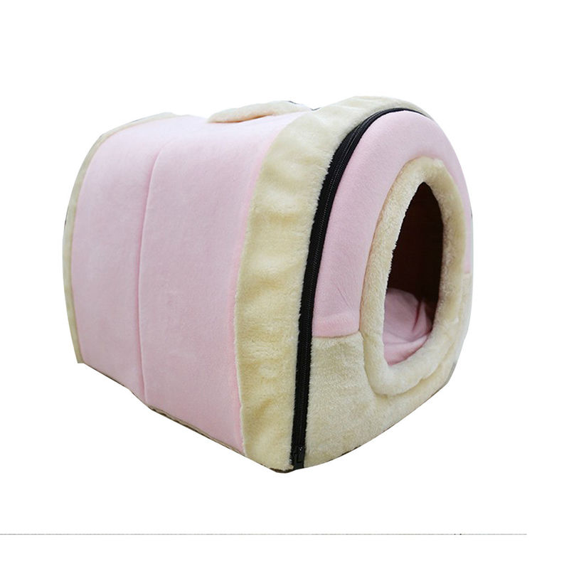 Crystal Velvet 2 dans 1 lit de chauffage de confort de chat de forme de Chambre de caverne d'animal familier de sommeil d'individu pliable de lit