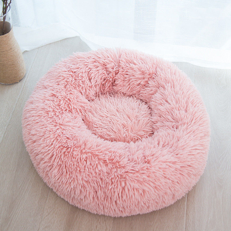 L'animal familier chaud de haute qualité de peluche enfoncent les chats pelucheux ultra mous de luxe de Cuddler de beignet que les chiens nichent le lit apaisant de chien de fourrure de Faux