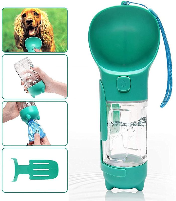 Marche de 2 dans 1 bouteille d'eau de chien avec le sac de dunette et la cuvette potable d'animal familier libre du scoop BPA
