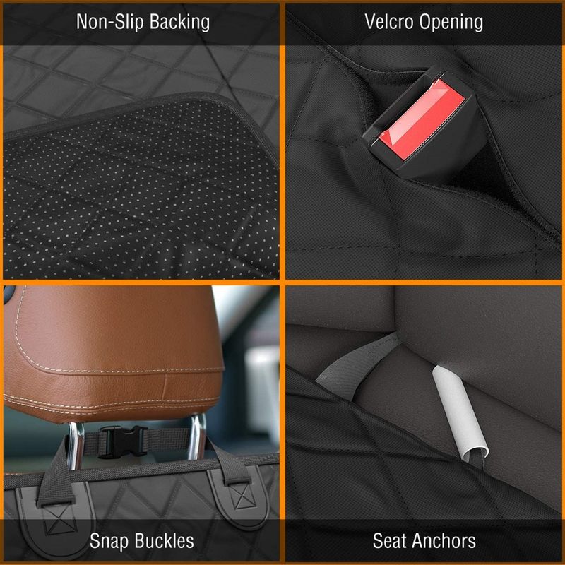 Housse de siège arrière Mat Black Waterproof de chien monté sur véhicule 137*147cm
