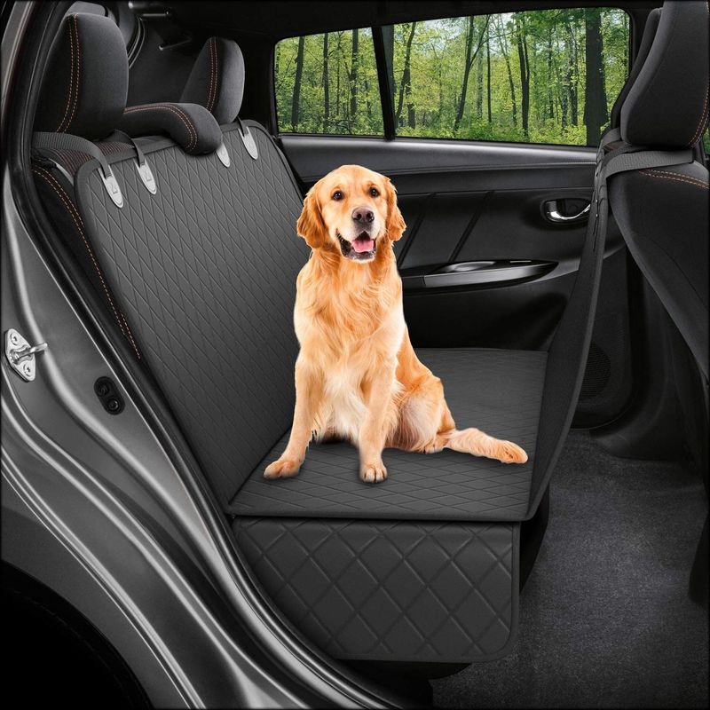 Housse de siège arrière Mat Black Waterproof de chien monté sur véhicule 137*147cm