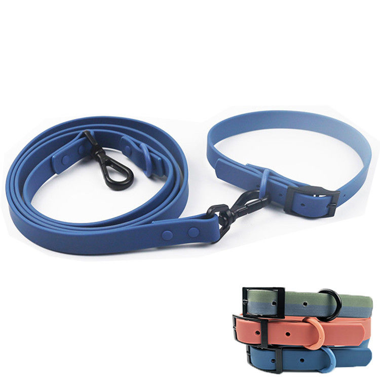 L'ensemble en cuir mol durable exclusif de collier et de laisse de chien de PVC a enduit imperméable