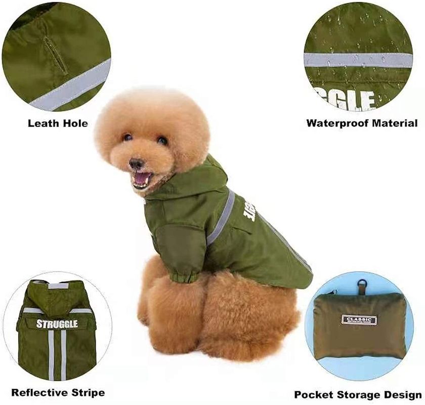 Vestes lumineuses uniques de pluie d'imperméable réfléchi extérieur d'animal familier avec le sac de stockage pour des chiens
