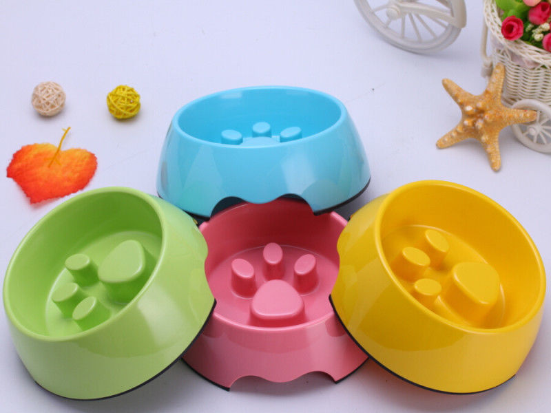 Glissez non la cuvette lente de chiot de conducteur de consommation Cat Bowl Prevent Cat Food d'éclaboussure d'animal familier lent de l'eau
