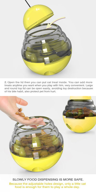 2 dans 1 boule interactive de Shaped Pet Treat de culbuteur de Cat Slow Feeder Ball Detachable