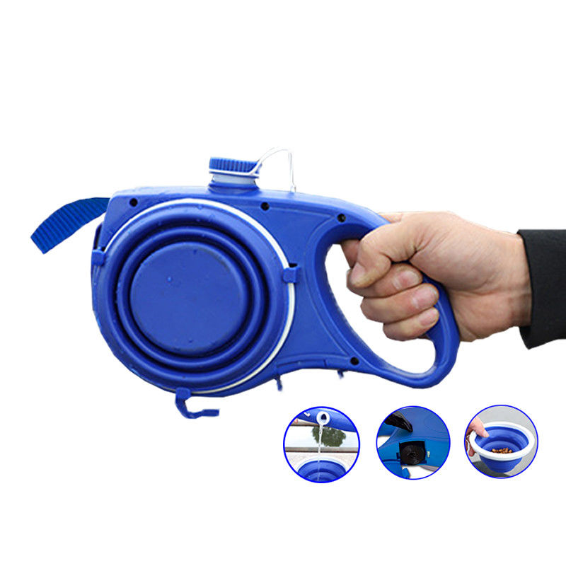 5 DANS 1 laisse en nylon portative d'animal familier poursuit la cuvette pliable d'animal familier de la bouteille d'eau BSCI de voyage