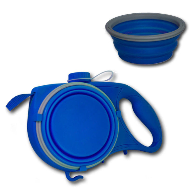 5 DANS 1 laisse en nylon portative d'animal familier poursuit la cuvette pliable d'animal familier de la bouteille d'eau BSCI de voyage