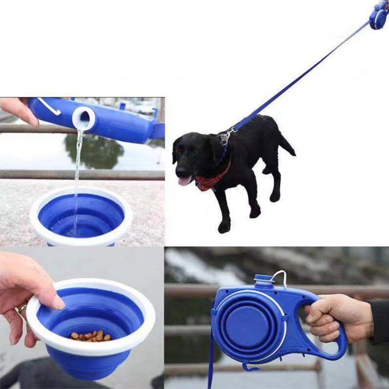 5 DANS 1 bouteille d'eau portative de chien de laisse en nylon de chien avec le distributeur pliant de sac de dunette de chien de cuvette