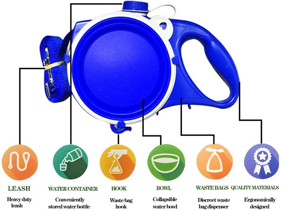 Bouteille d'eau de laisse de chien de corde avec la fonction pliable 5 de Muti de tasses dans 1
