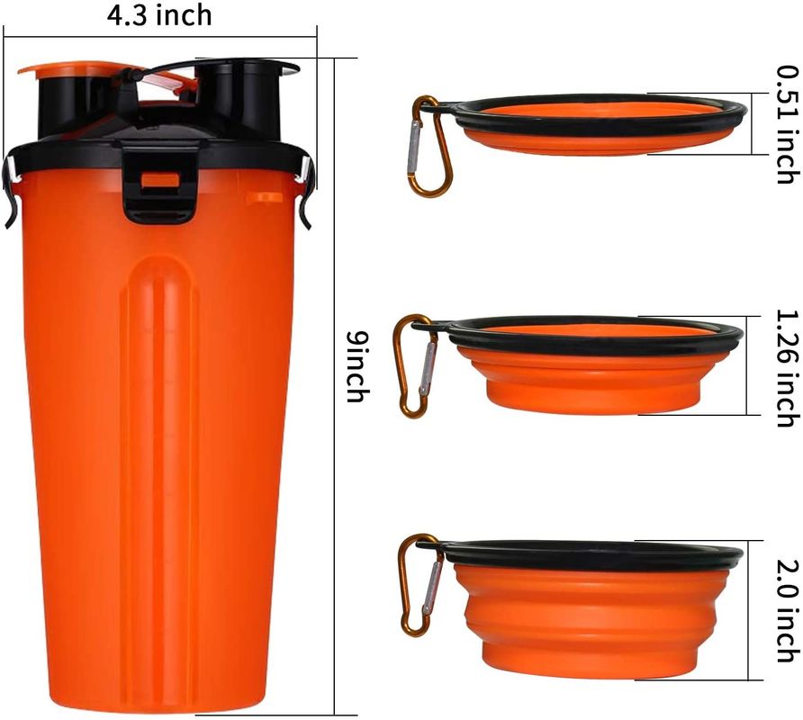 Bouteille pliante de cuvette de l'eau de voyage du chien 2 pour la bouteille d'eau portative extérieure 12oz d'animal familier