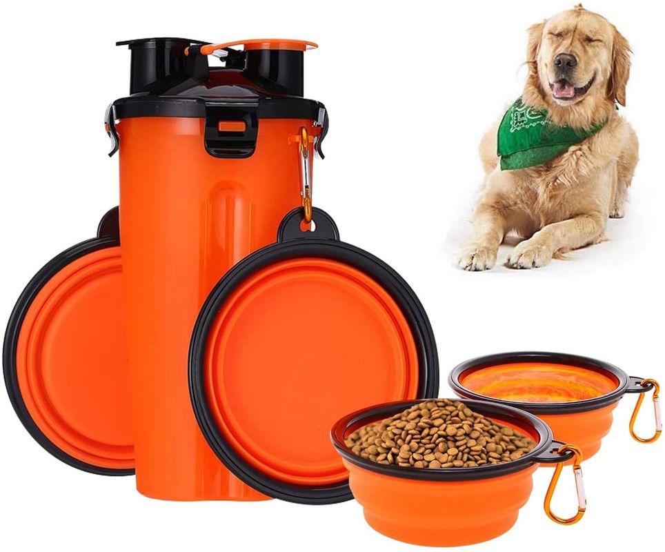 Bouteille pliante de cuvette de l'eau de voyage du chien 2 pour la bouteille d'eau portative extérieure 12oz d'animal familier