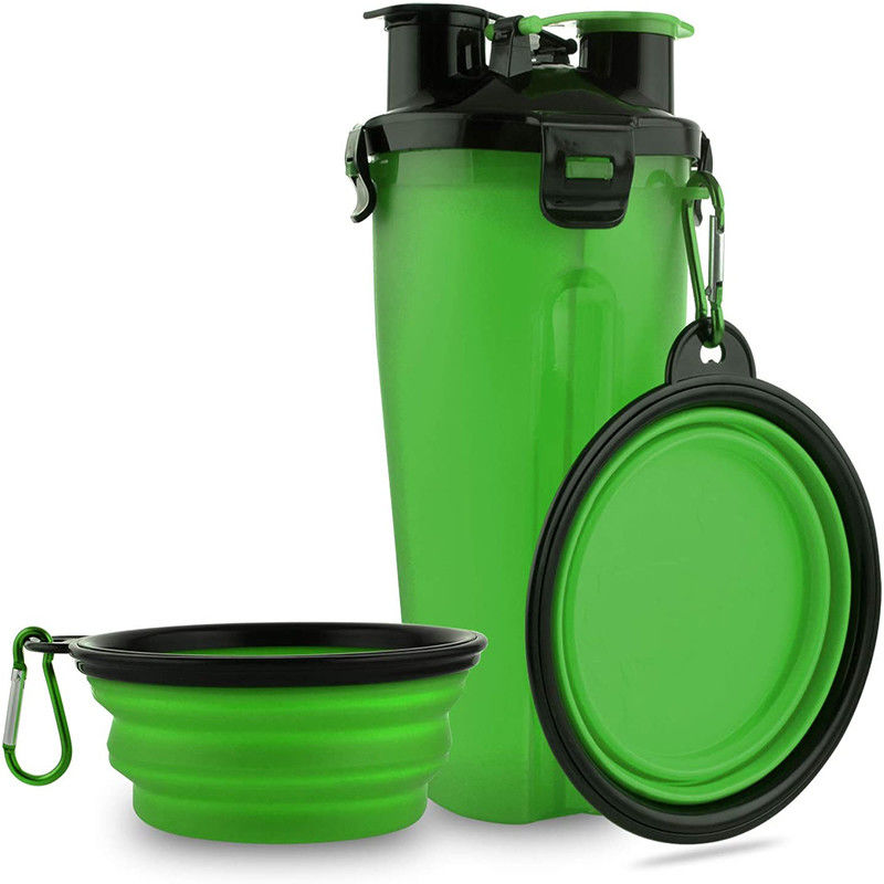 Bouteille d'eau extérieure de l'eau de chien portatif vert de distributeur pour des chiens marchant la hausse