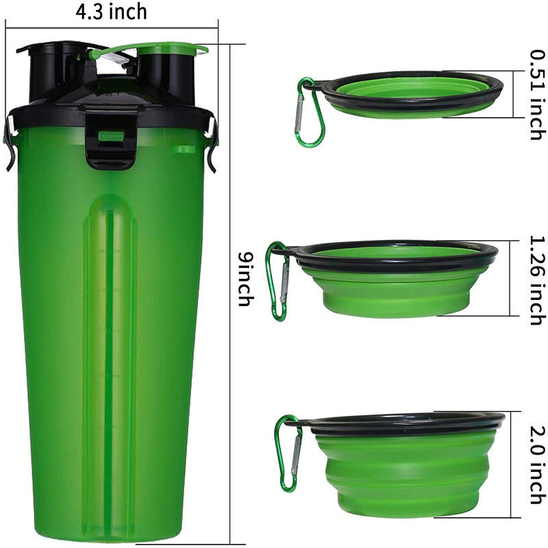 Bouteille d'eau extérieure de l'eau de chien portatif vert de distributeur pour des chiens marchant la hausse