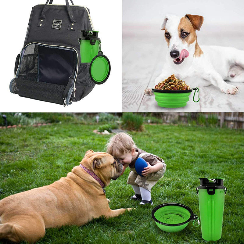 Bouteille d'eau extérieure de l'eau de chien portatif vert de distributeur pour des chiens marchant la hausse