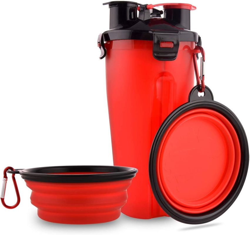 2 dans des cuvettes pliantes de 1 du chien 350ml de l'eau bouteille de nourriture avec Carabiner