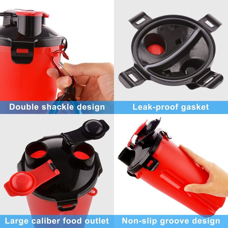 2 dans des cuvettes pliantes de 1 du chien 350ml de l'eau bouteille de nourriture avec Carabiner