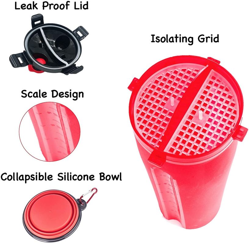 2 dans des cuvettes pliantes de 1 du chien 350ml de l'eau bouteille de nourriture avec Carabiner