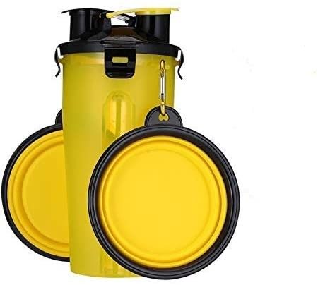 2 dans 1 bouteille d'eau portative extérieure de chien avec les cuvettes pliables pour la marche