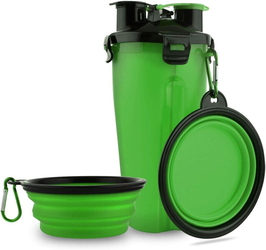 Les cuvettes pliantes poursuivent la bouteille d'eau potable SEDEX 2-In-1 pour des animaux familiers marchant le déplacement
