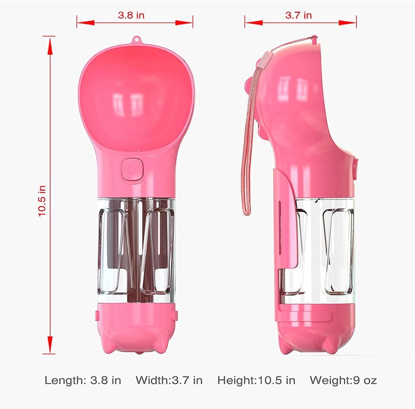 300ML voyage 2 dans 1 cuvette potable de bouteille d'eau de chien portative avec le bouton de serrure