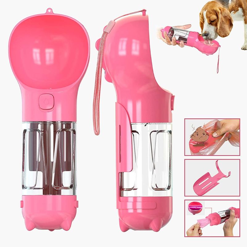 300ML voyage 2 dans 1 cuvette potable de bouteille d'eau de chien portative avec le bouton de serrure