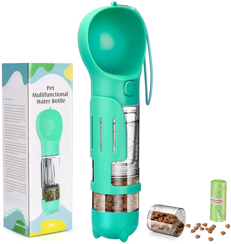 Bouteille d'eau bleue légère de cuvette de chien de preuve de fuite avec la fonction de boissons et d'alimentation