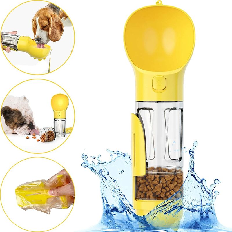 300ml 2 détachables dans 1 bouteille d'eau de chien avec le conteneur de nourriture et la pelle à dunette