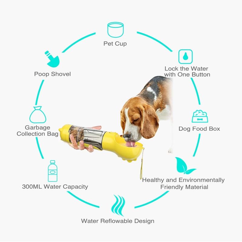 4 dans des bouteilles d'eau de 1 voyage du chien 500ml coulez le distributeur de nourriture de l'eau de chien de preuve