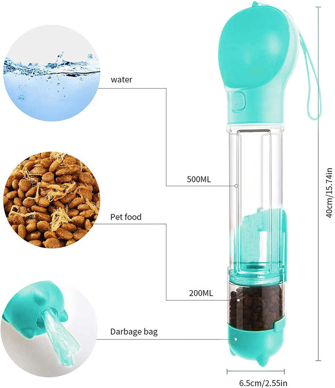 4 dans des bouteilles d'eau de 1 voyage du chien 500ml coulez le distributeur de nourriture de l'eau de chien de preuve
