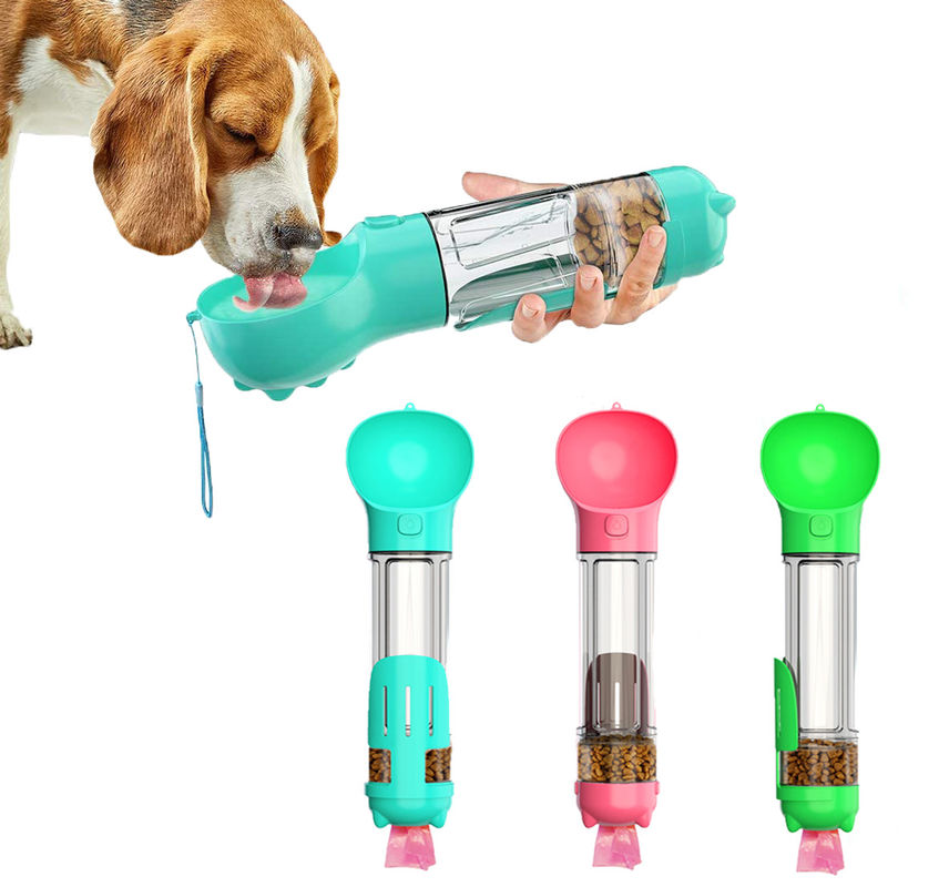 La fuite portative de bouteille d'eau de chien de Hallupets rendent 4 dans 1 pour boire et manger résistants la tasse combinée