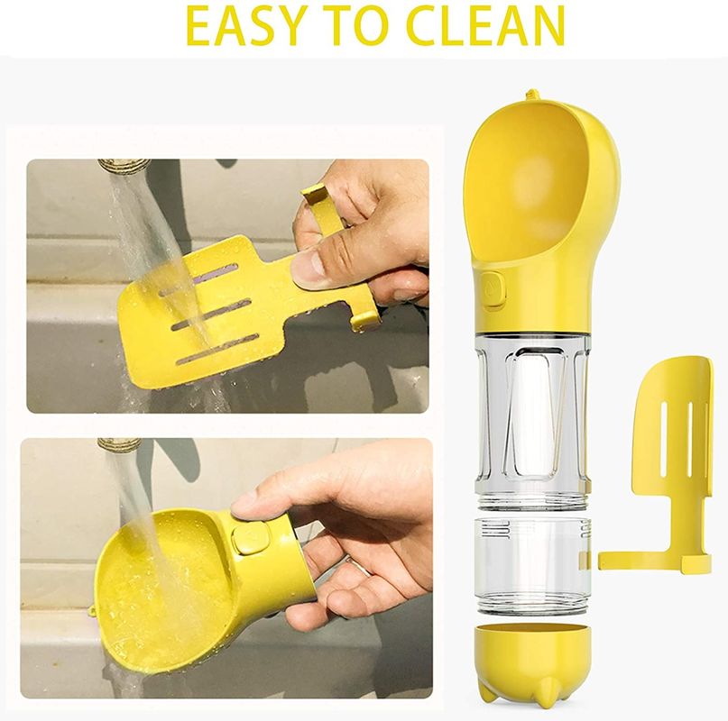 La fuite portative de bouteille d'eau de chien de Hallupets rendent 4 dans 1 pour boire et manger résistants la tasse combinée