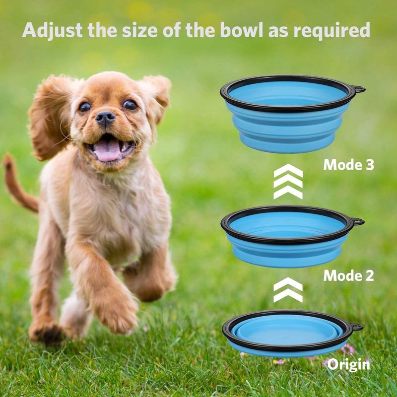 Expansible pliant de chien de cuvette pliable de l'eau avec le bol portatif libre d'aliments pour chiens de Carabiner BPA