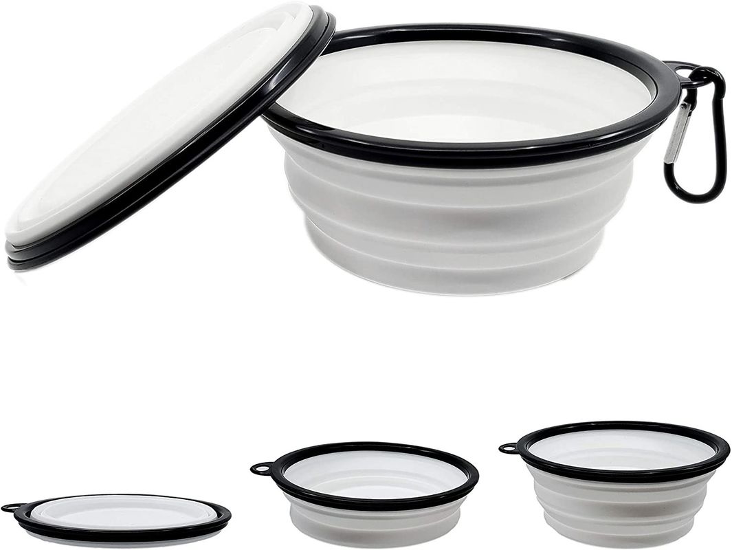 Expansible pliant de chien de cuvette pliable de l'eau avec le bol portatif libre d'aliments pour chiens de Carabiner BPA