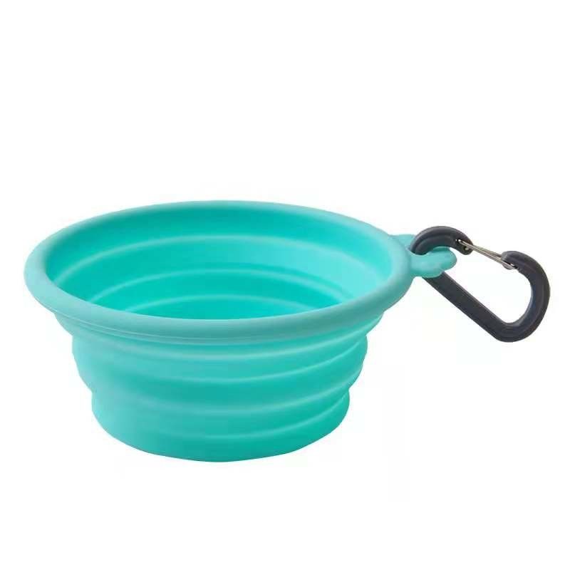 Cuvette pliante extérieure de l'eau de chien de silicone de vert de BB pour le déplacement de hausse de marche