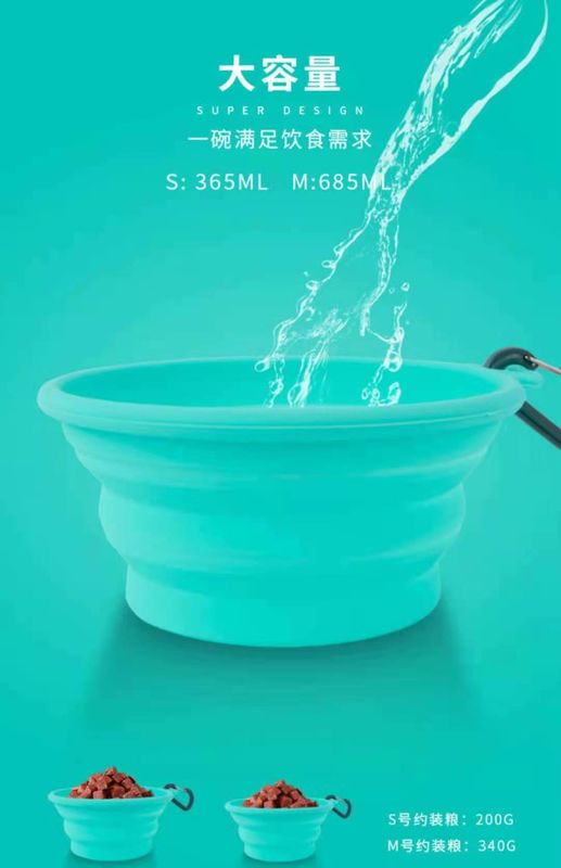 Cuvette pliante extérieure de l'eau de chien de silicone de vert de BB pour le déplacement de hausse de marche