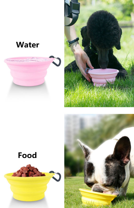 Cuvette extérieure de l'eau de voyage de silicone pour la cuvette de Cat Dog Food And Water de chiens