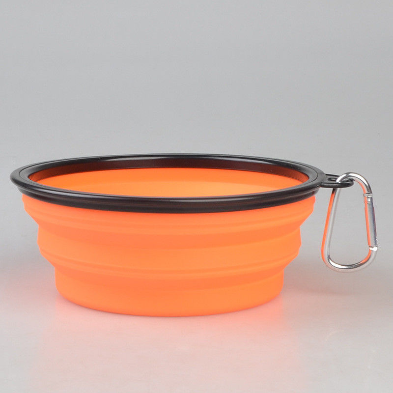 plats pliables portatifs d'aliment pour animaux familiers de cuvette du chien 16oz avec Carabiner pour la cuvette de marche de déplacement de chien