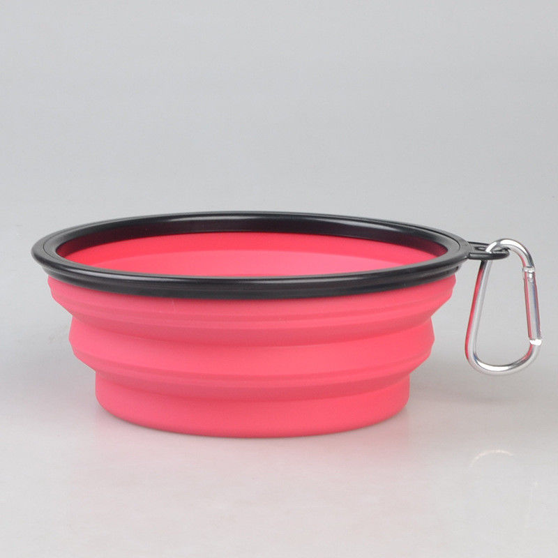 plats pliables portatifs d'aliment pour animaux familiers de cuvette du chien 16oz avec Carabiner pour la cuvette de marche de déplacement de chien