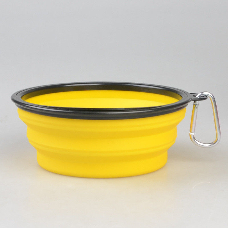 plats pliables portatifs d'aliment pour animaux familiers de cuvette du chien 16oz avec Carabiner pour la cuvette de marche de déplacement de chien